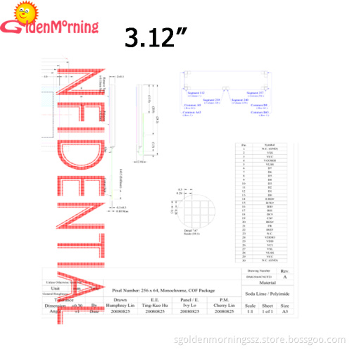 3.12" oled display module, blue color